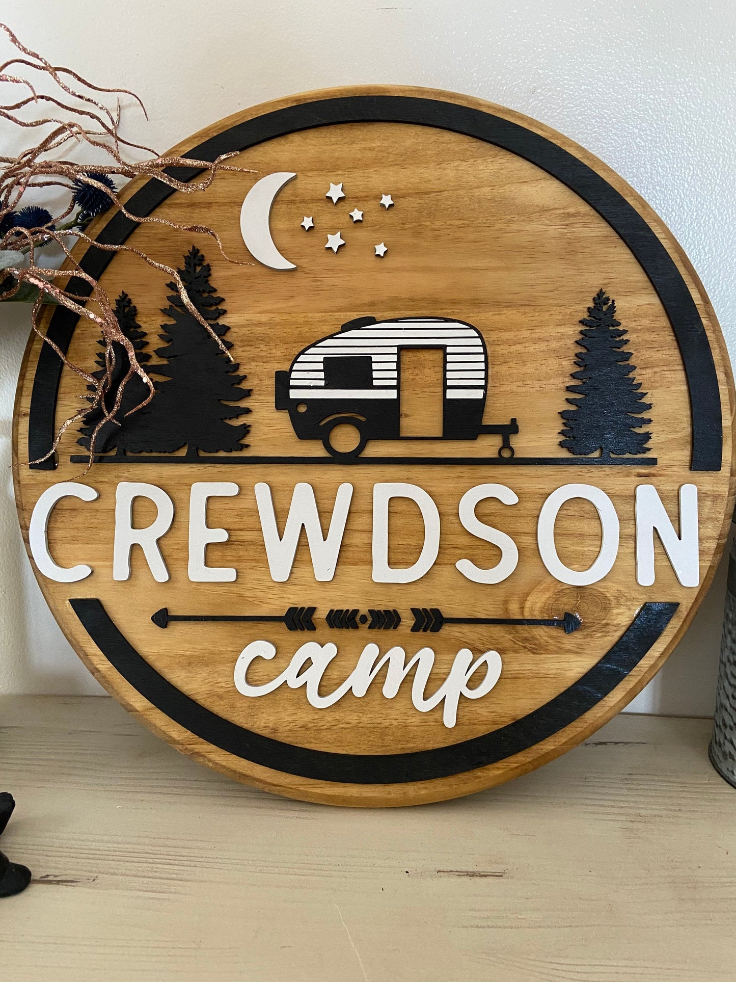Wood Camping Sign