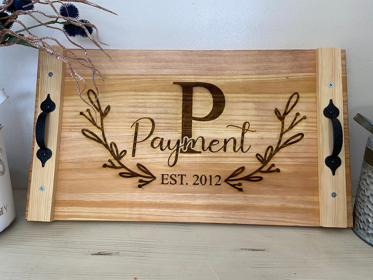 Rustic Personalized Wood Serving Tray