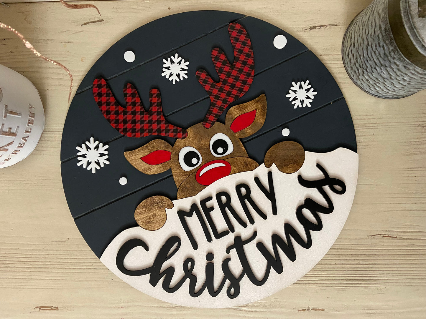 Merry Christmas Reindeer Wall Decor