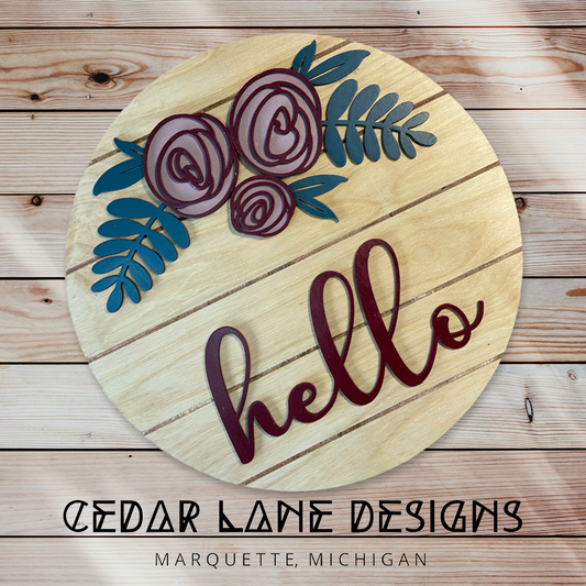Hello Spring Floral Wall Sign